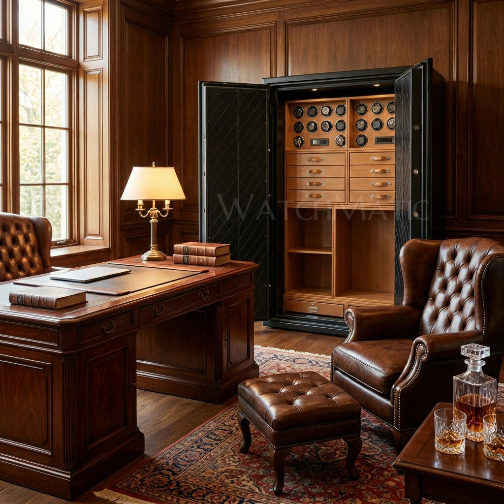 Sovereign™ Leather Vault – Dual Door Watch Safe Cabinet